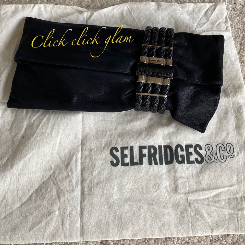 Jimmy Choo chandra Zandra black clutch